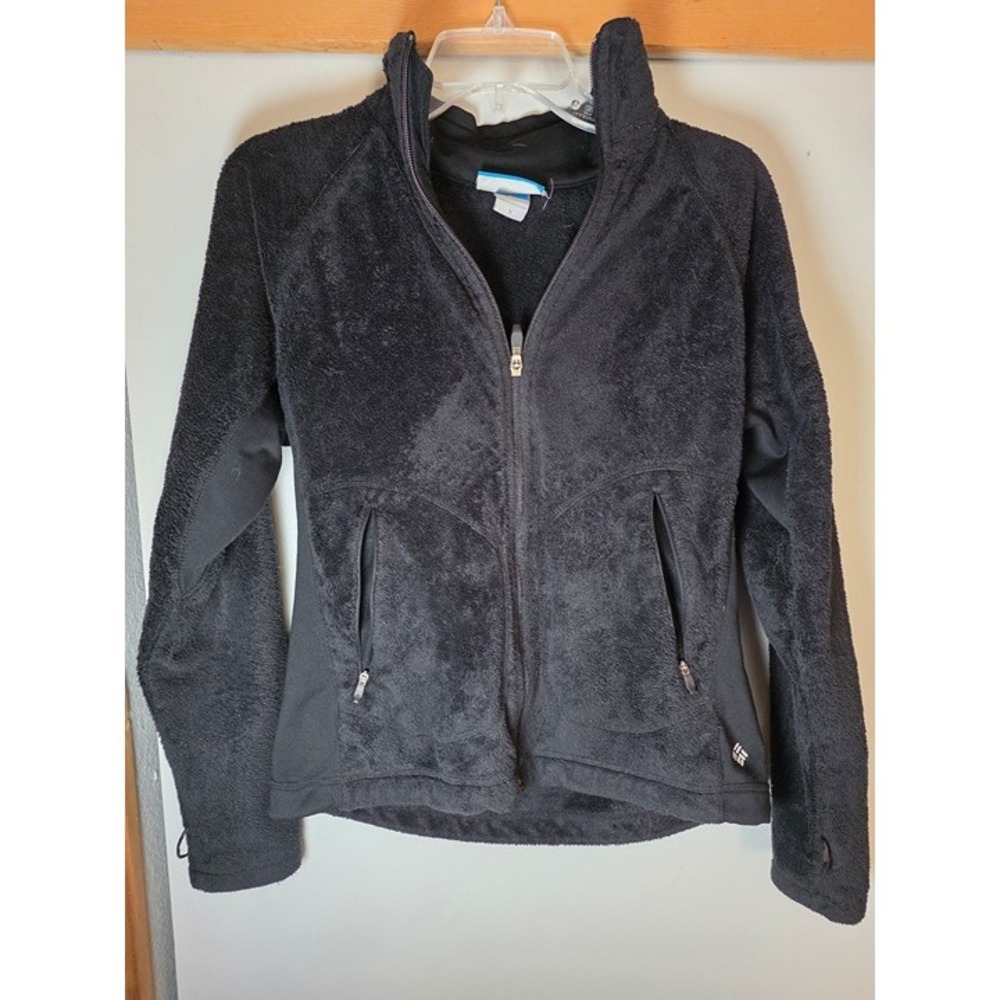 Columbia Women's Fleece Jacket Black Size M Full Zip Outdoor Camping Trails Warm